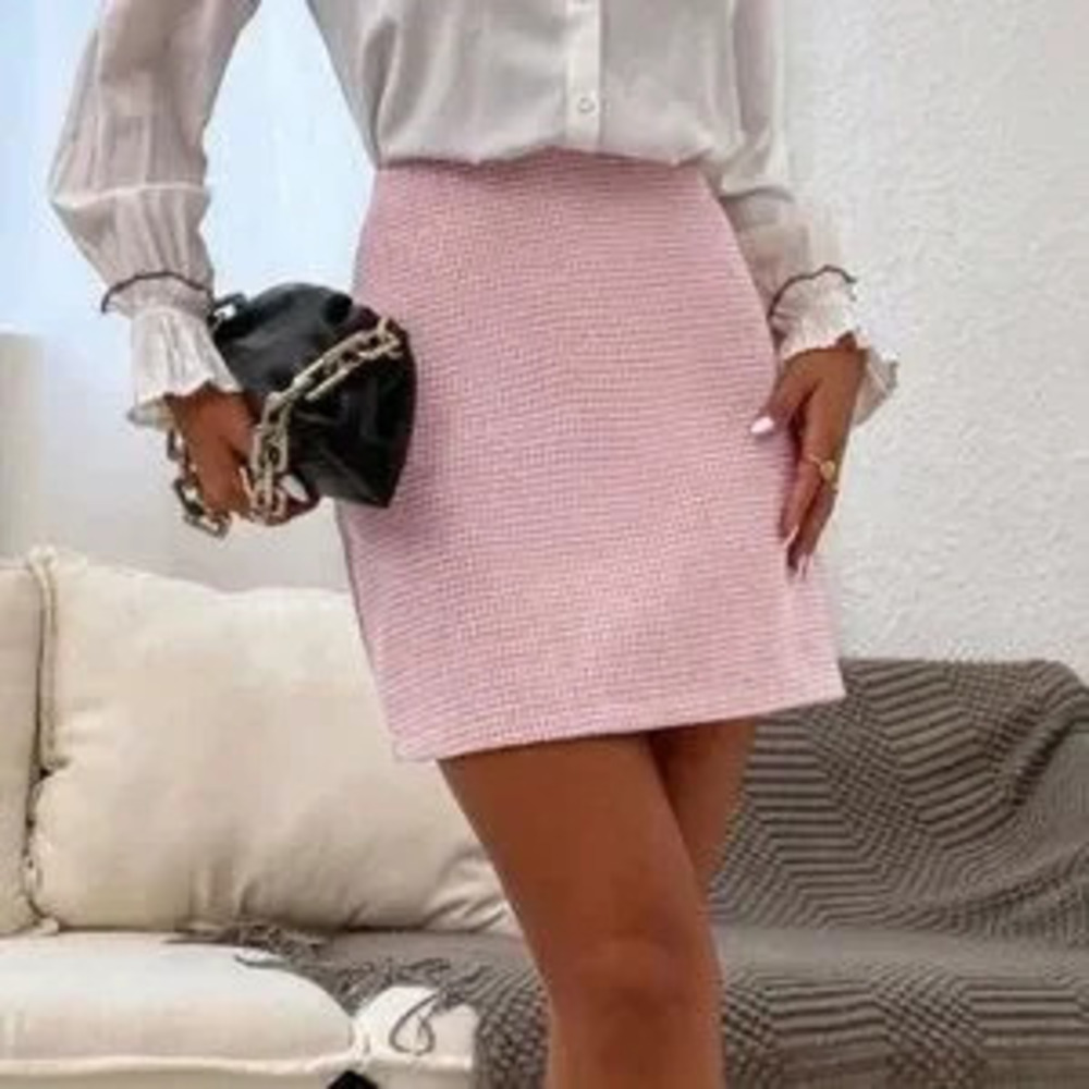 ZARA Houndstooth Mini Skirt - Pink
